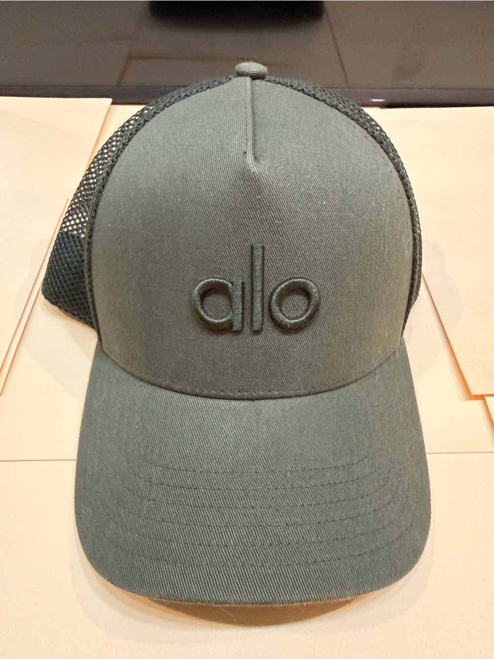 ALO Yoga Olive Trucker Hat with Embroidered Logo